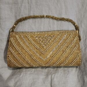 Gold Beaded Women's Clutch Evening Purse